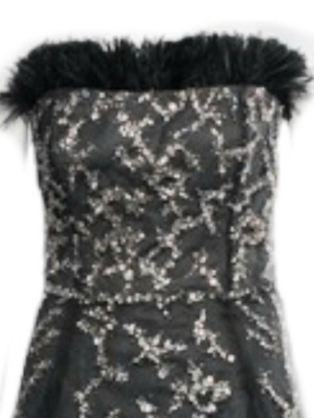 $10,000 OSCAR LA RENTA BLACK OSTRIC FEATHER SEQUIN CRYSTAL BEADS RUNWAY GOWN L - Picture 5 of 10